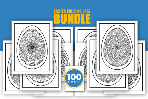 100 Easter Eggs Coloring Drawing Page for Stitching