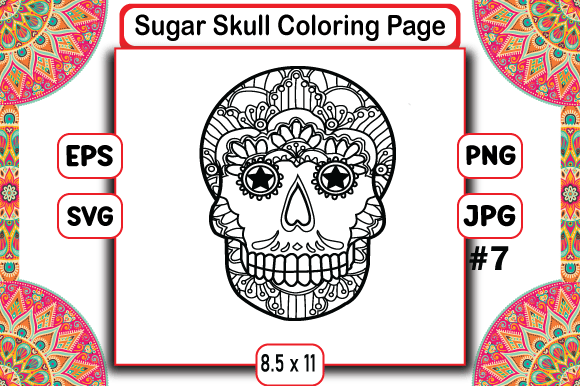 A Designer's Take on Sugar Skull Coloring Pages 7: Assets for Creative Clients