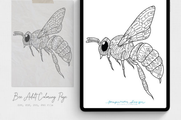 Bee Adult Coloring Page: Graphics & Coloring Pages Amp