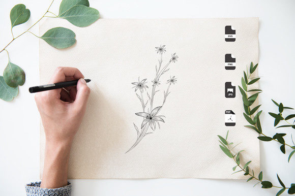 Black and White Hand Drawn Coloring Page Graphics