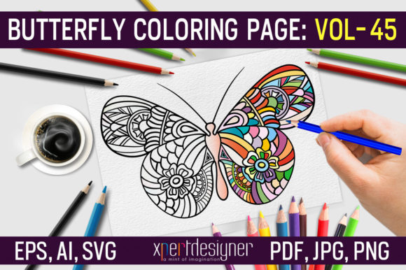Butterfly Coloring Page for Adults 45 Graphics Review