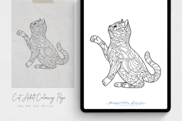 Cat Adult Coloring Page: Brand Graphics & Coloring Pages Amp