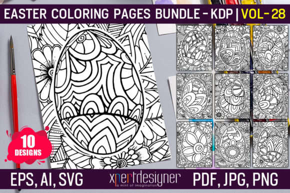 Easter Coloring Pages Vol 28: Graphics & Coloring Pages Amp