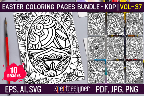 Easter Coloring Pages Vol 37: Graphics & Coloring Pages Amp
