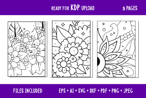 Flower Coloring Page Svg Bundle: Graphics Coloring Pages Amp