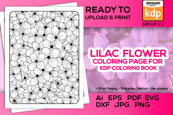 Lilac Flower Coloring Pages Amp Graphics for Kdp