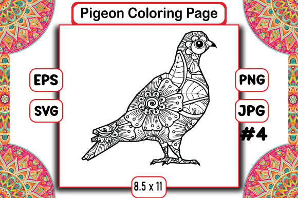 Putting the Pigeon Coloring Page to the Embroidery Test