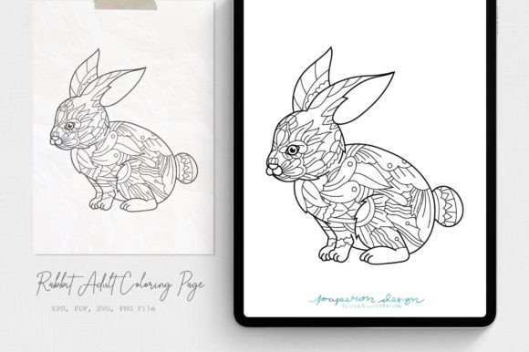 Rabbit Adult Coloring Page: Graphics & Coloring Pages Amp