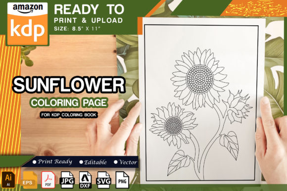 Sunflower Coloring Page for Adults: Graphics & Coloring Pages